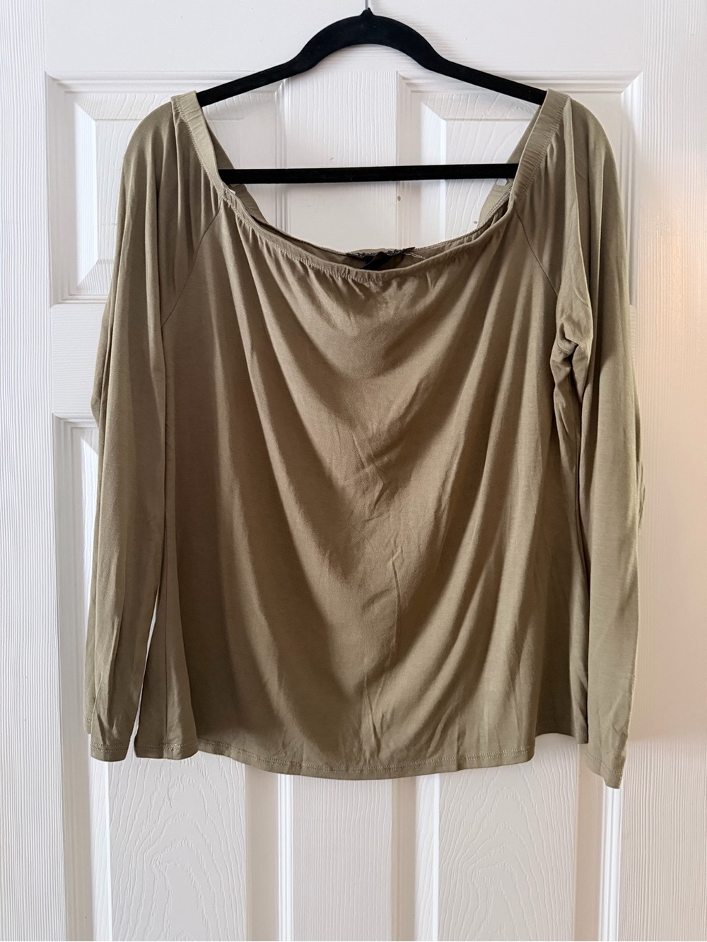 Fashion to Figure Olive Off-Shoulder Long Sleeve Women’s Top